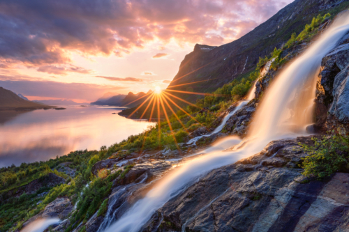 63-waterfall lit by the midnight sun-NiSi V6+IR ND4+Medium GND4